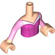 Minidoll Torso Girl with Dark Pink Blouse Top, White Collar, Bright Pink Sleeves, and Light Nougat Hands (Aurora)