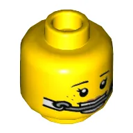 Minifig Head Nancy, Dual Sided, Headgear Braces, Freckles, Smile with Teeth / Raised Eyebrow Print [Hollow Stud]