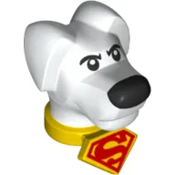 Animal Body Part, Dog Head Krypto, Black Nose, Superman Logo on Yellow Collar
