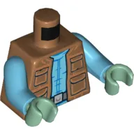 Torso Vest with Pockets and Medium Azure Shirt Print (Greedo), Medium Azure Arms, Sand Green Hands