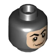 Minifig Head Screenslaver, Balaclava, Light Nougat Face, Thick Arched Eyebrows, and Smirk Print [Hollow Stud]