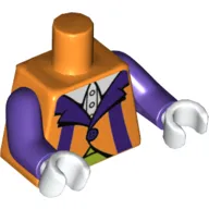 Torso Clown Suit, Purple Lapel, Orange Jacket, Lime Pants, White Shirt Print, Dark Purple Arms, White Hands