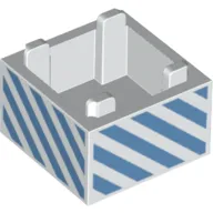 Container Box 2 x 2 x 1 with Medium Blue Diagonal Stripes Print