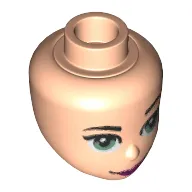 Minidoll Head with Grey Eyes and Dark Pink Lips Print