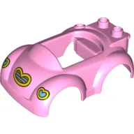 Duplo Car Body 4 x 6 x 1 1/2 with Two Studs at Back with Heart Headlights and Grille Print