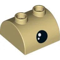 Brick Curved 2 x 2, Two Top Studs with Eye, Black Dot print