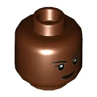 Minifig Head Shuri, Dual Sided, Eyebrows, Dark Brown Lips, Lopsided Grin / Clenched Teeth Print [Hollow Stud]