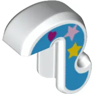 Animal Body Part, Cat Tail with Medium Blue Stripe, Dark Pink Heart, Pink and Yellow Star print