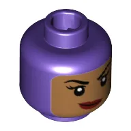 Minifig Head Batgirl, Balaclava with Medium Nougat Face, Beauty Mark, Crooked Smile Print [Hollow Stud]