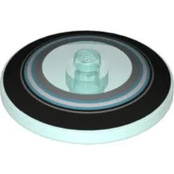 Dish 4 x 4 Inverted with Closed Stud [Radar] with Black, Light Blue, and Metallic Silver Circles Print