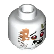 Minifig Head Chew Toy, Red Eyes, Crooked Smile, Large Teeth, Stubbed Beard Print [Hollow Stud]
