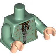 Torso Robe with Silver Zipper and Trim, Medium Nougat Trees Print (Sybill Trelawney), Sand Green Arms, Light Nougat Hands