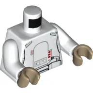 Torso Armor with Red Buttons, Belt Print, White Arms, Dark Tan Hands