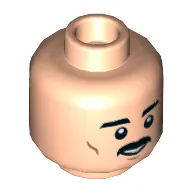 Minifig Head Biggs Darklighter, Dual Sided, Eyebrows and Moustache, Medium Nougat Cheek Lines, Smile / Nervous Smile Print [Hollow Stud]