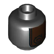 Minifig Head Weazel, Dark Brown Mask Print [Hollow Stud]