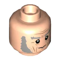 Minifig Head Garrick Ollivander, Grey Eyebrows and Sideburns, Stubble, Cheek Lines, Neutral / Scared [Hollow Stud]