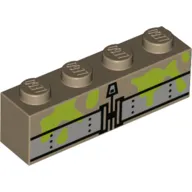 Brick 1 x 4 with Light Bluish Grey Belt, Lime Slime Stains print