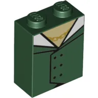 Brick 1 x 2 x 2 with Green Vest/Jacket, Golden Chain print