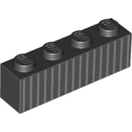 Brick 1 x 4 with Light Bluish Grey Stripes/Lines print