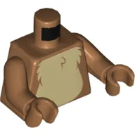 Torso Tan Fur on Chest with Black and White Tail to Right on Back Print, Medium Nougat Arms and Hands