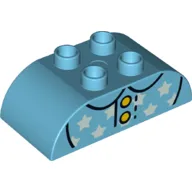 Duplo Brick 2 x 4 Curved Top with Yellow Buttons, White Stars, and Collar Print