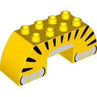 Duplo Brick 2 x 6 x 2 Curved with 2 x 2 Cutout on Bottom with Tiger Body Print