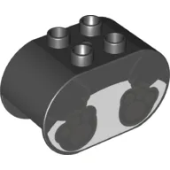 Duplo Brick 2 x 4 x 2 Rounded Ends with Panda Body and Feet Print