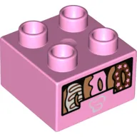 Duplo Brick 2 x 2 with 3 Donuts Print