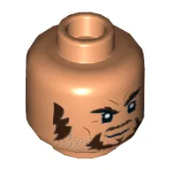 Minifig Head McCree, Reddish Brown Moustache, Beard, Sideburns Print [Hollow Stud]