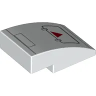 Slope Curved 3 x 2 No Studs with Hatch, Red Triangle print