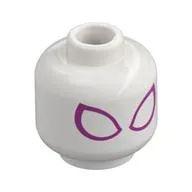 Minifig Head Ghost Spider (Spider-Man), Large White Eyes with Magenta Outline Print