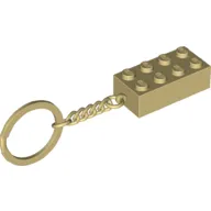 Key Chain, Chrome Chain and Ring with 2 x 4 Brick