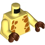 Torso Orange Giraffe Spots on Sides and Back Print, Bright Light Yellow Arms with Orange Giraffe Spots Print, Reddish Brown Hands