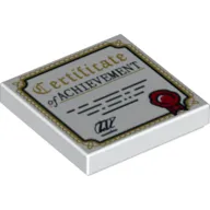 Tile 2 x 2 with 'Certificate of Achievement', Red Ribbon, Gold Border Print
