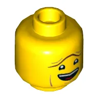 Minifig Head President Business, Dual Sided, Reddish Brown Unibrow, Open Mouth Smile, Arched Unibrow / Lowered Unibrow Print [Hollow Stud]