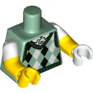 Torso, Odd Dual Molded Arms, Argyle Sweater Vest White and Dark Green Print, Yellow Arms, Left White Hand, Right Yellow Hand