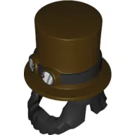 Hair and Hat, Beard with Band with Goggles, Dark Brown Print