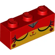 Brick 1 x 3 with Unikitty Angry, Closed Eyes print