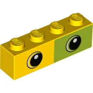 Brick 1 x 4 with Yellow Eye, Lime Eye, Lime Square print