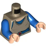 Torso Dress, Blue Undershirt, Blue Sash Belt with Red Buckle Print, Blue Arms, Light Nougat Hands