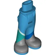 Minidoll Hips and Trousers with Back Pockets and Silver Boots with Dark Turquoise, Blue and White Stripe Print