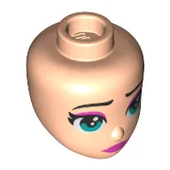 Minidoll Head Dark Turquoise Eyes, dark Pink Eye Liner, Dark Pink Lips