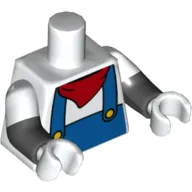 Torso, Dual Molded Arms, Shirt, Blue Overall, Yellow Buttons, Red Bow Tie Print (Mickey Mouse), White Sleeves Pattern, Black Arms, White Hands