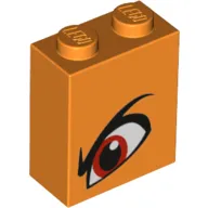 Brick 1 x 2 x 2 with Inside Stud Holder with Angry Red Eye - Right print