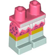 Hips with Coral Legs and Light Aqua Boots Pattern with White Zigzag Panel, Magenta Animal Print, and Yellow Knees Print