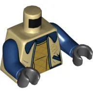 Torso Jacket over Pearl Gold Vest, and Dark Blue Collar Print, Dark Blue Arms, Black Hands