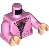 Torso Sweater, Zipper, Dark Pink Shirt, Golden Medallion Print, Bright Pink Arms, Light Nougat Hands