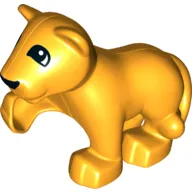 Duplo Animal Lion Cub with Raised Paw and Black Nose and Semi-circular Eyes Print
