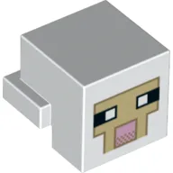 Minifig Head Special, Cube with Rear Ledge, Pixelated Tan Face with Pink Mouth with Dark Tan Border Print
