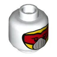 Minifig Head, Balaclava, Red Visor, Light Bluish Gray Mask